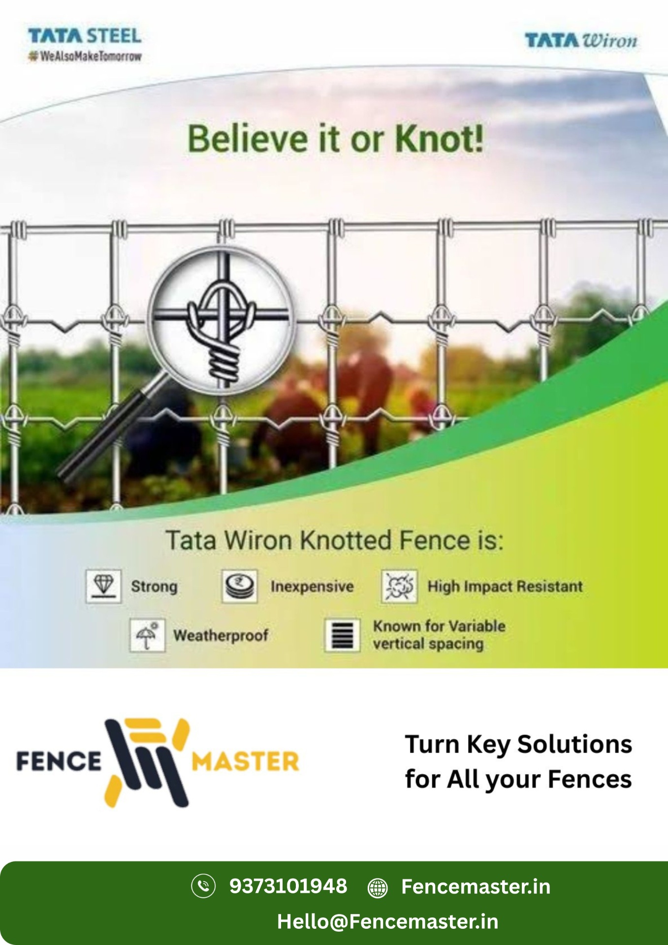 Tata Wiron Aayush Knotted Fence — fixed knot high tensile field fence rolls