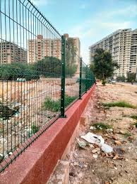 Galvanised powder coated 3D welded fence installed on a boundary wall